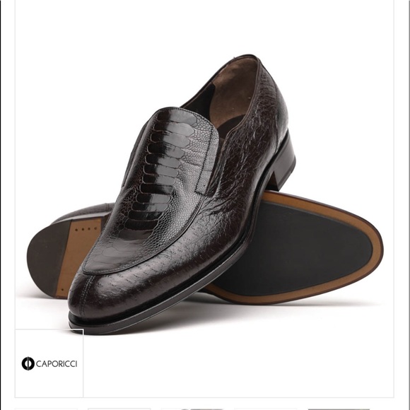 Caporicci 3324 Ostrich & Peccary Loafers Dark Brown - Picture 2 of 4